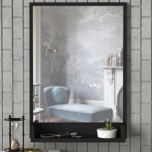 Espelho de parede com uma prateleira COSTA 75x45 cm preto