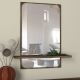 Espelho de parede com uma prateleira EKOL 70x45 cm castanho