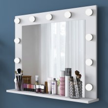 Espelho de parede com uma prateleira RANI 90x71,8 cm branco