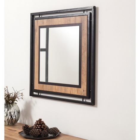 Espelho de parede COSMO 70x70 cm castanho/preto