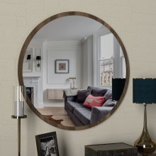 Espelho de parede GLOB d. 59 cm castanho