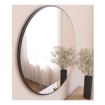 Espelho de parede OZZE diâmetro 60 cm preto