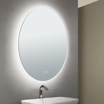 Espelho de parede para casa de banho com aquecimento LED e iluminação integrada FOCUS LED/25W/230V 3000/4200/6000K diâmetro 60 cm IP44