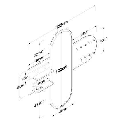 Espelho de parede RANI 125x120 cm branco/marrom