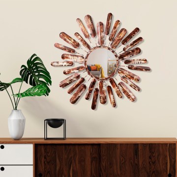 Espelho de parede SOL diâmetro 75 cm castanho