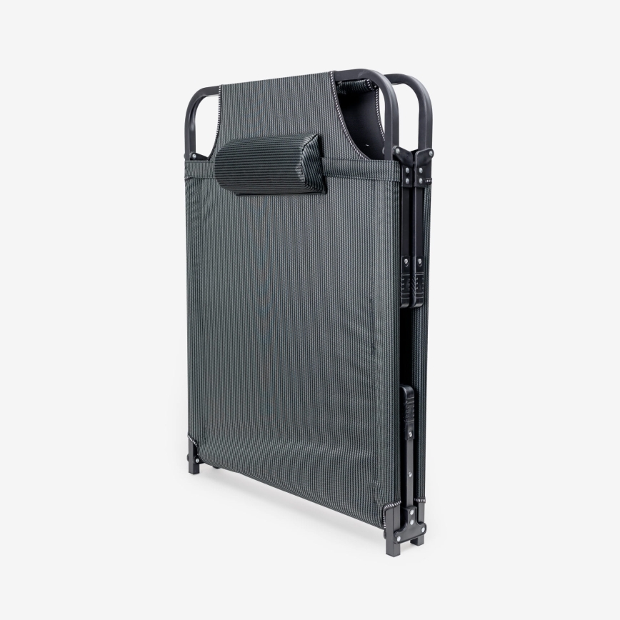 Espreguiçadeira de campismo dobrável com colchão cinzento