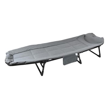 Espreguiçadeira de campismo dobrável e reclinável, cinzenta