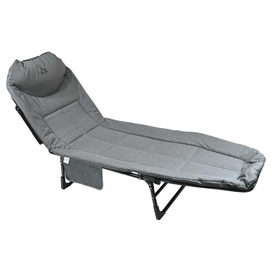Espreguiçadeira de campismo dobrável e reclinável, cinzenta