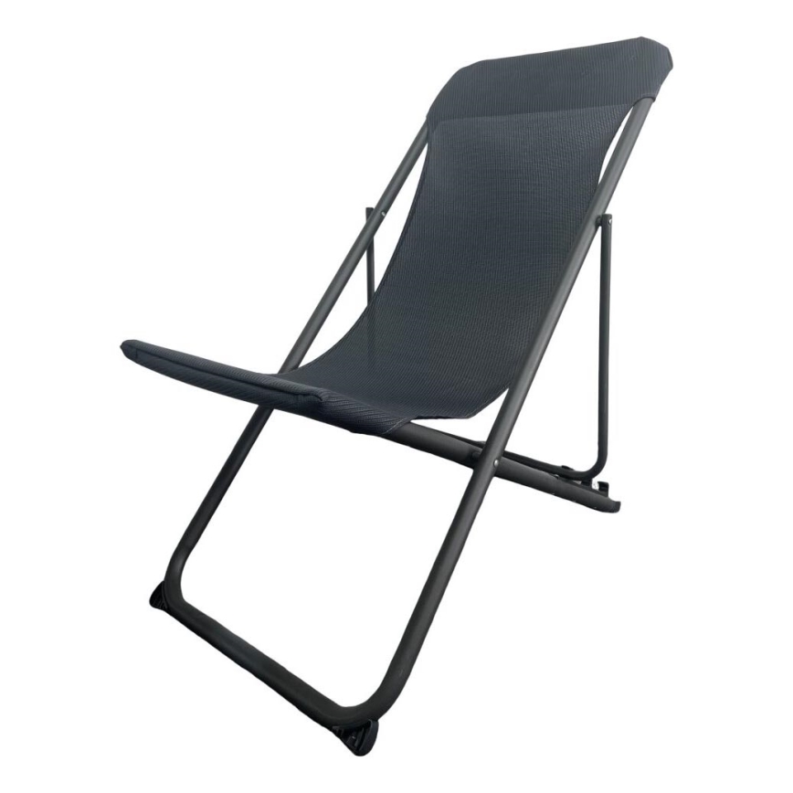 Espreguiçadeira de campismo dobrável preta