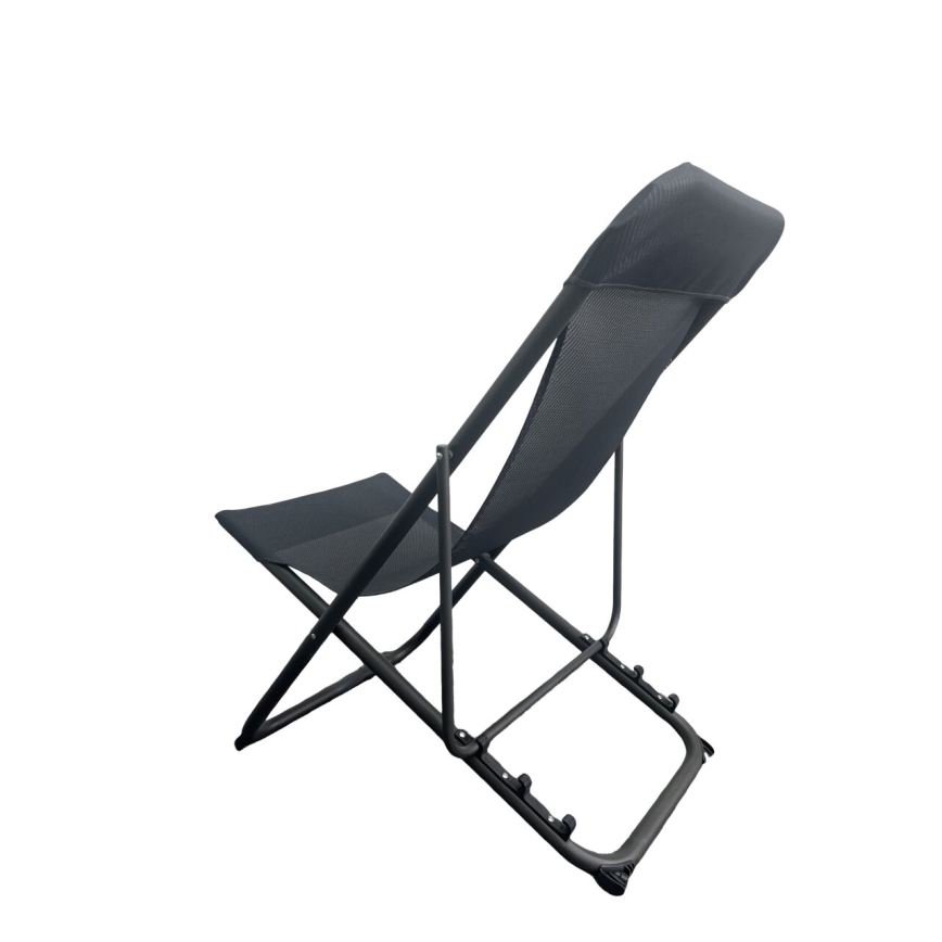 Espreguiçadeira de campismo dobrável preta