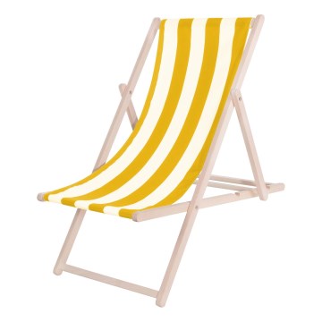 Espreguiçadeira de jardim amarela/branca/faia