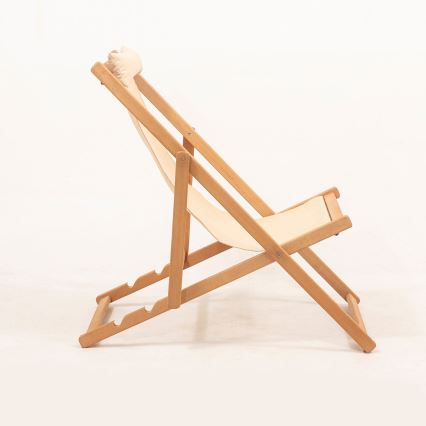 Espreguiçadeira de jardim bege/carvalho