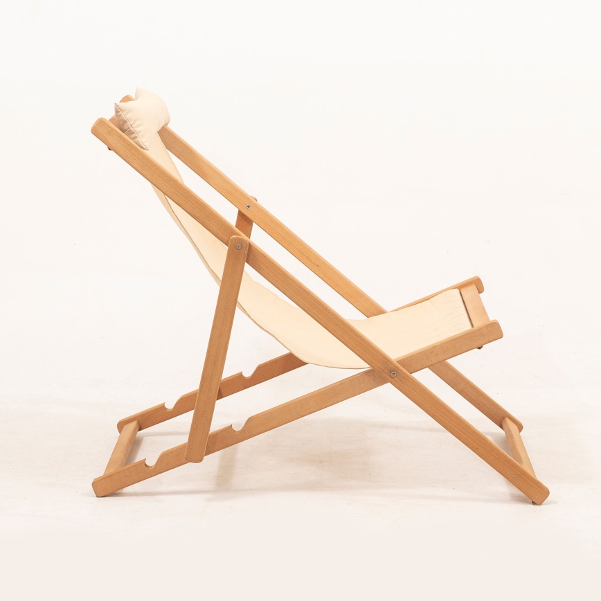 Espreguiçadeira de jardim bege/carvalho