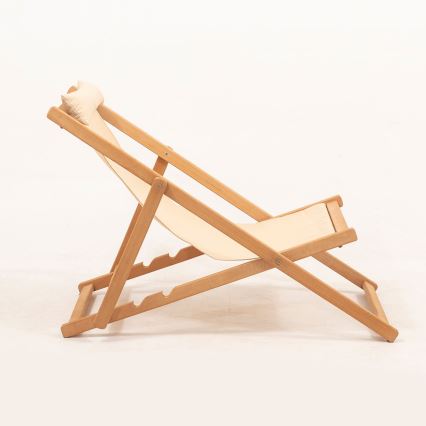 Espreguiçadeira de jardim bege/carvalho