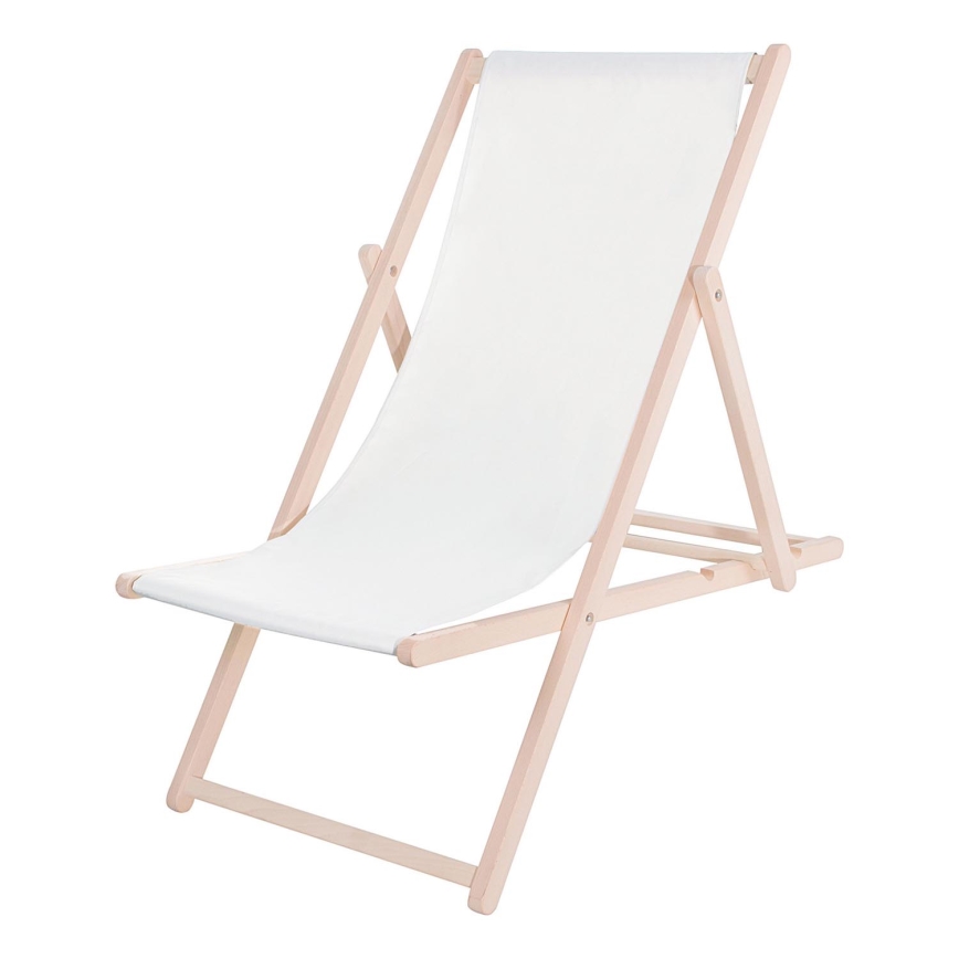 Espreguiçadeira de jardim branca/faia