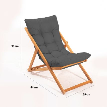 Espreguiçadeira de jardim cinza/faia