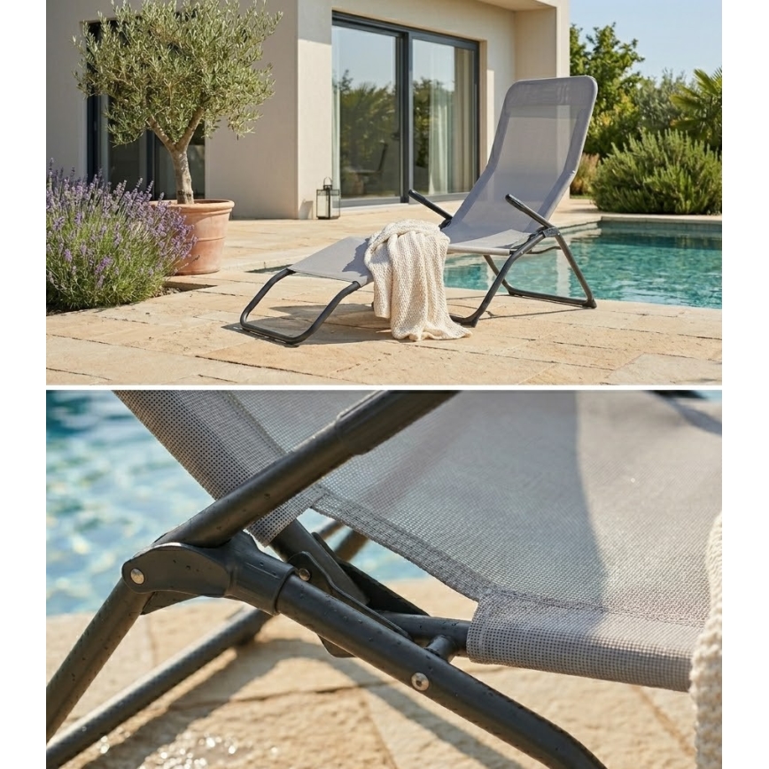 Espreguiçadeira de jardim FIKA 60x140 cm cinzenta