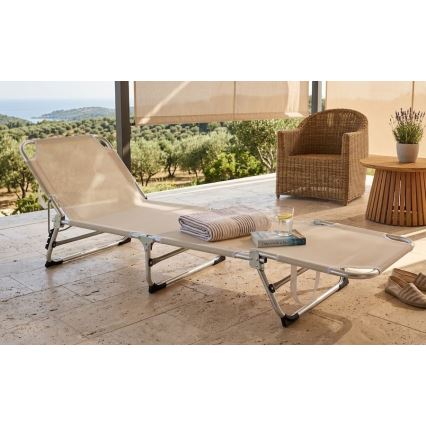 Espreguiçadeira dobrável e reclinável SUNO 56x190 cm creme