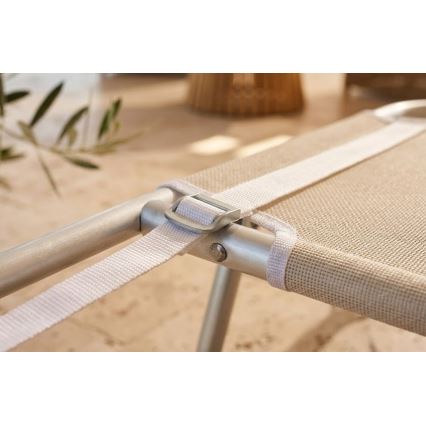 Espreguiçadeira dobrável e reclinável SUNO 56x190 cm creme