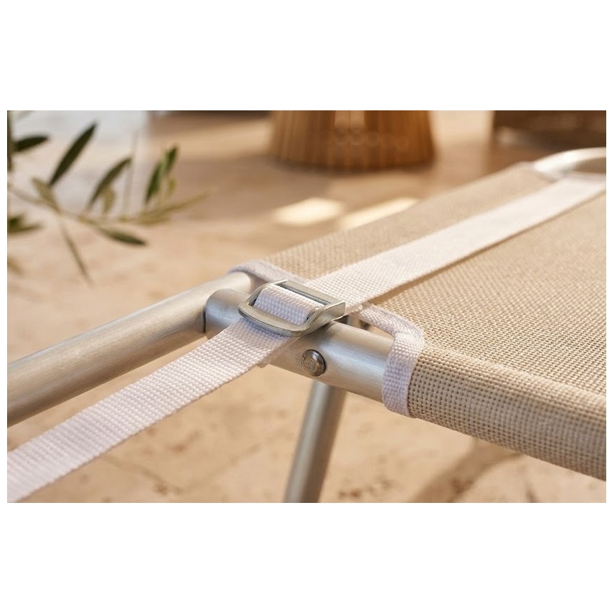 Espreguiçadeira dobrável e reclinável SUNO 56x190 cm creme