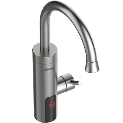 Esquentador de água instantâneo com ecrã LED 3000W/230V IPX4 aço inoxidável