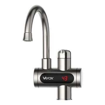 Esquentador de água instantâneo com ecrã LED 3000W/230V IPX4 aço inoxidável