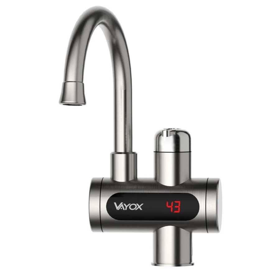 Esquentador de água instantâneo com ecrã LED 3000W/230V IPX4 aço inoxidável