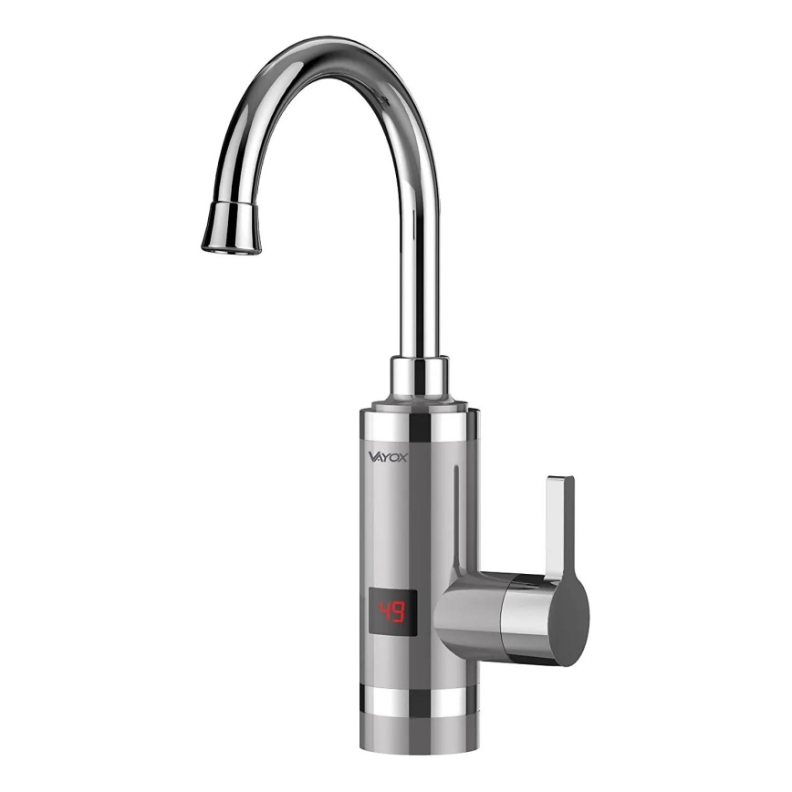 Esquentador de água instantâneo com ecrã LED 3000W/230V IPX4 aço inoxidável