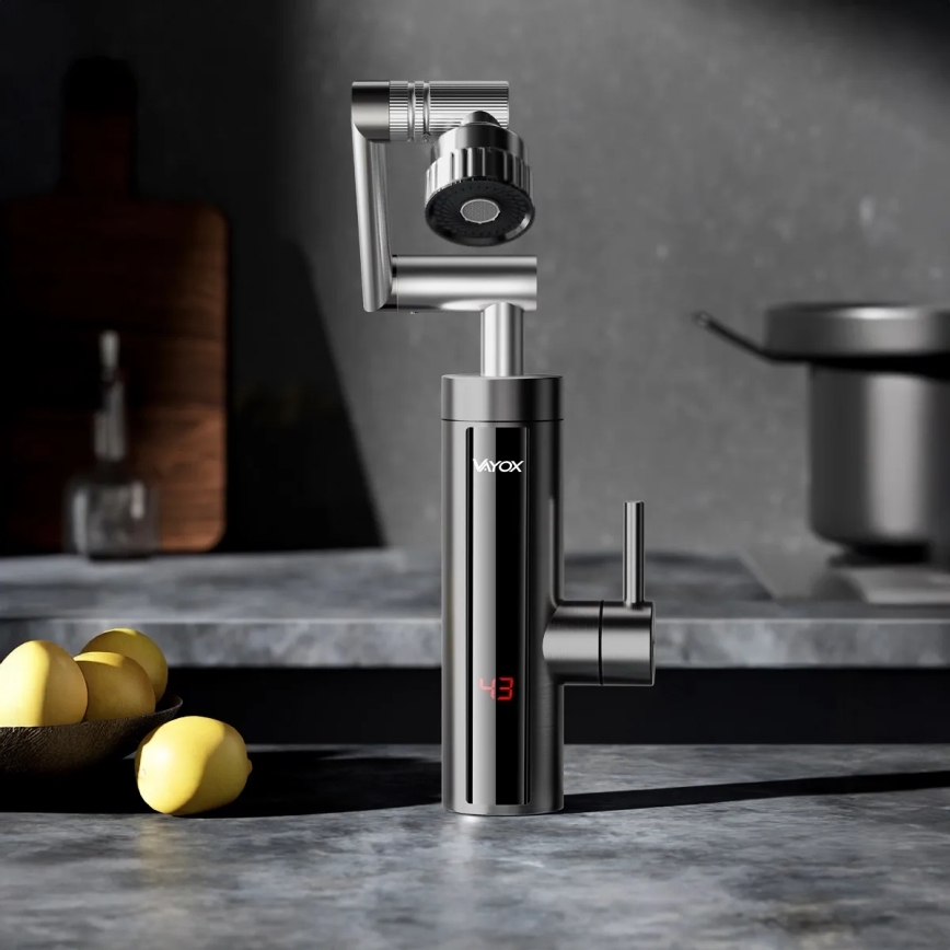 Esquentador de água instantâneo com ecrã LED 3000W/230V IPX4 antracite