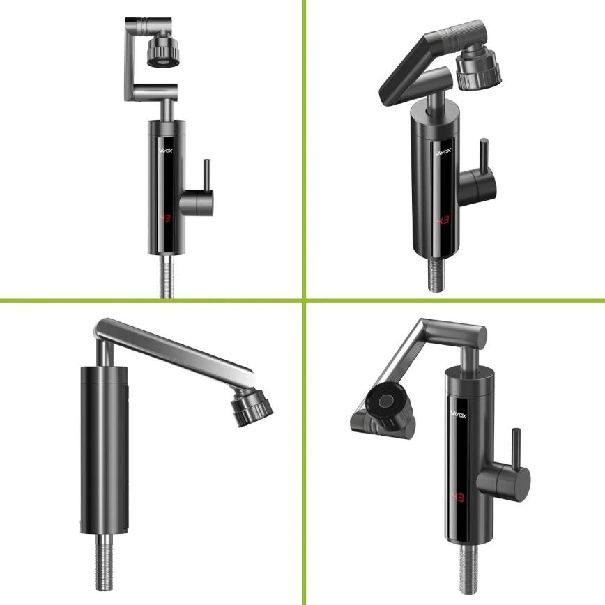 Esquentador de água instantâneo com ecrã LED 3000W/230V IPX4 antracite