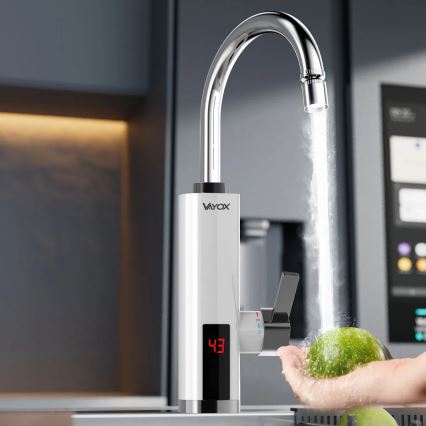 Esquentador de água instantâneo com ecrã LED 3000W/230V IPX4 branco