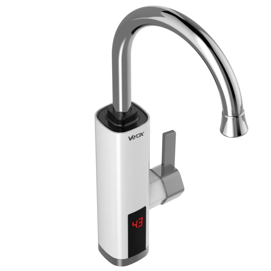 Esquentador de água instantâneo com ecrã LED 3000W/230V IPX4 branco