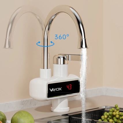 Esquentador de água instantâneo com ecrã LED 3000W/230V IPX4 branco