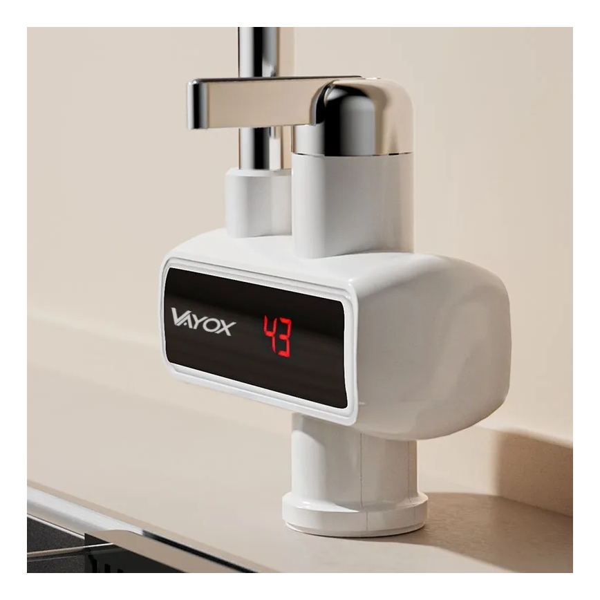 Esquentador de água instantâneo com ecrã LED 3000W/230V IPX4 branco