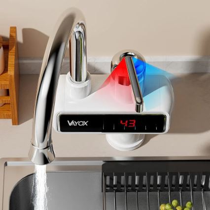 Esquentador de água instantâneo com ecrã LED 3000W/230V IPX4 branco