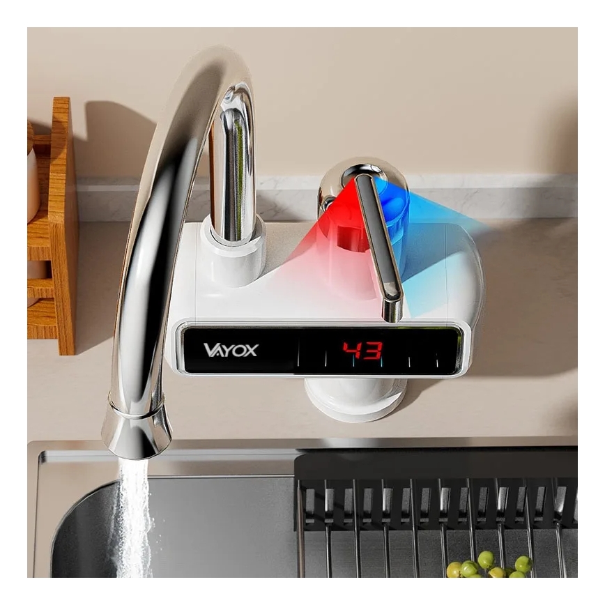 Esquentador de água instantâneo com ecrã LED 3000W/230V IPX4 branco