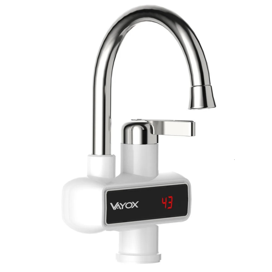 Esquentador de água instantâneo com ecrã LED 3000W/230V IPX4 branco