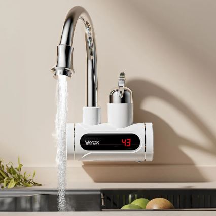 Esquentador de água instantâneo com ecrã LED 3000W/230V IPX4 branco