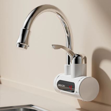 Esquentador de água instantâneo com ecrã LED 3000W/230V IPX4 branco