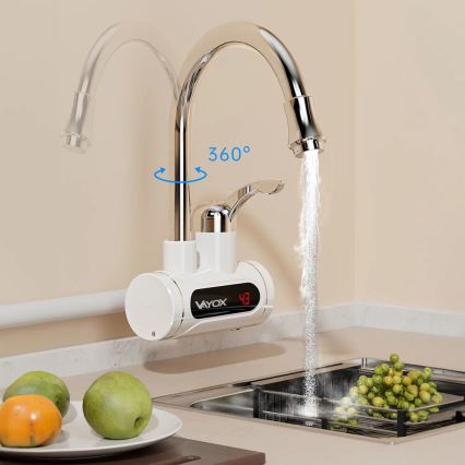 Esquentador de água instantâneo com ecrã LED 3000W/230V IPX4 branco