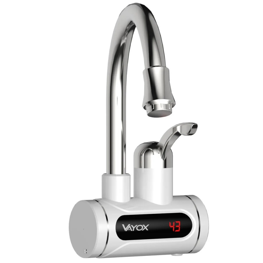 Esquentador de água instantâneo com ecrã LED 3000W/230V IPX4 branco