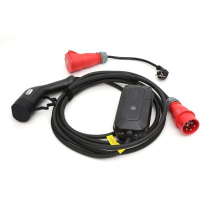 Estação de carregamento portátil para veículos elétricos EV/PHEV AC Tipo 2 32A/400V 22kW IP55 5m + adaptador 230V 3,7kW + estojo