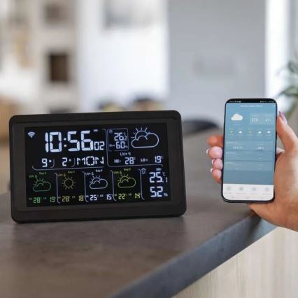Estação meteorológica com ecrã LCD GoSmart 230V/3xAAA + 2×AAA Wi-Fi Tuya preta