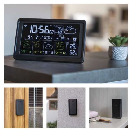 Estação meteorológica com ecrã LCD GoSmart 230V/3xAAA + 2×AAA Wi-Fi Tuya preta