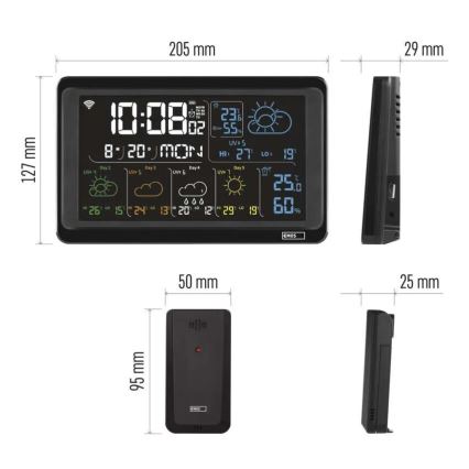 Estação meteorológica com ecrã LCD GoSmart 230V/3xAAA + 2×AAA Wi-Fi Tuya preta