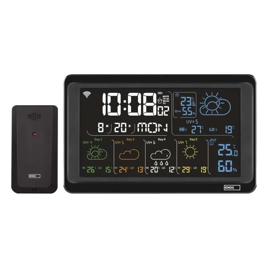 Estação meteorológica com visor LCD GoSmart 230V/3xAAA + 2×AAA Wi-Fi Tuya preto