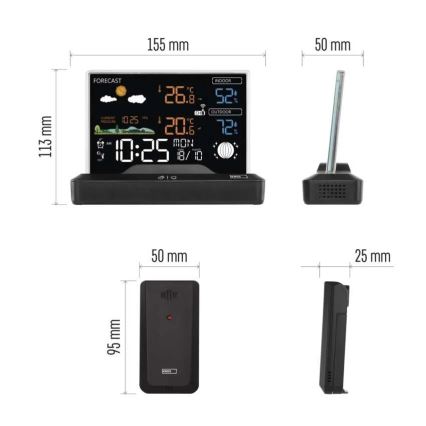 Estação meteorológica sem fios 5V/2xAAA + 2xAAA