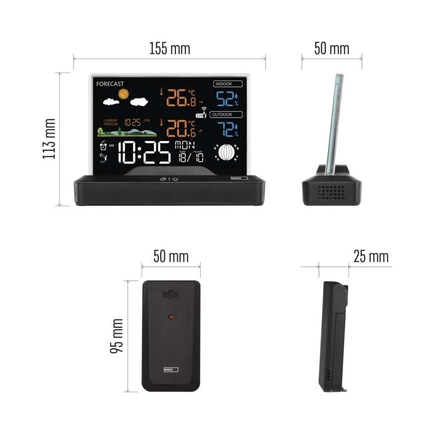 Estação meteorológica sem fios 5V/2xAAA + 2xAAA