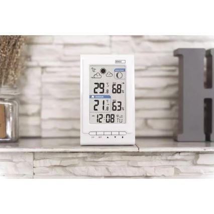 Estação meteorológica sem fios com alarme 2xAAA + 2xAA branco