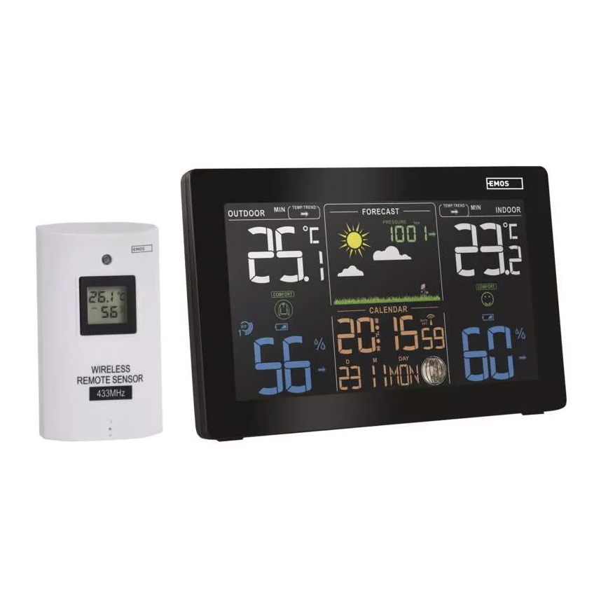 Estação meteorológica sem fios com alarme 5V/3xAAA + 2xAAA preto